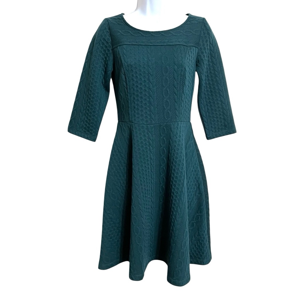 Modcloth Womens Braid My Entire Day Fit & Flare Mini Dress S Teal Green Textured